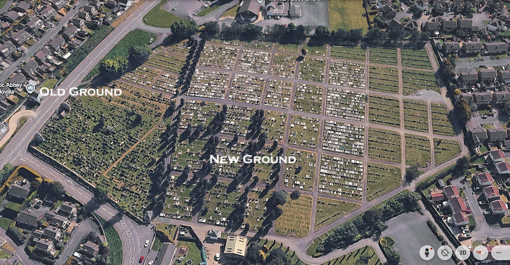 Aerial view of Movilla Cemetery