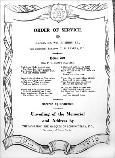 Unveiling Order of Service