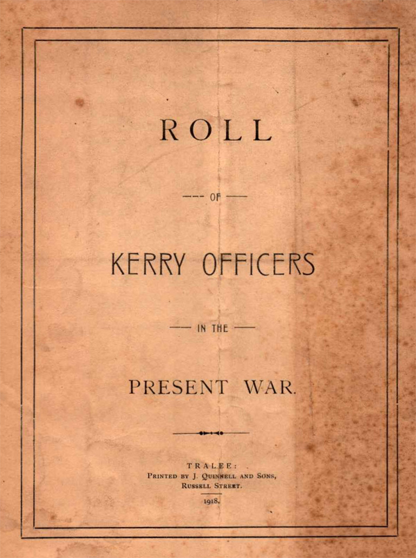 1918 Roll of Kerry Officers in WW1