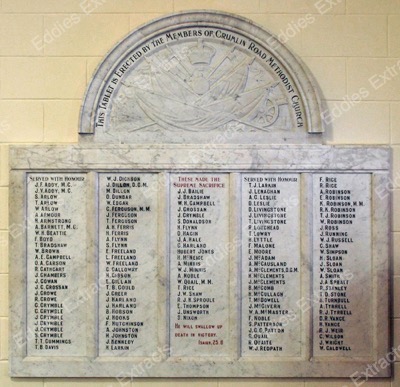 Crumlin Road Methodist Church, Belfast WW1 Memorial