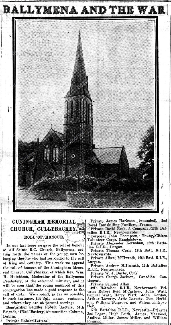 Cuningham Memorial Presbyterian Ballymena (1915)