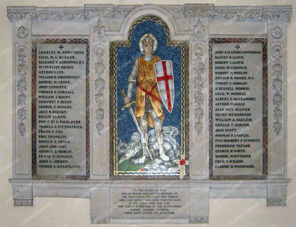 Great War Memorial in Lesson Park Church of Ireland, Dublin