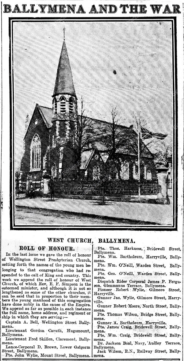 West Church Presbyterian, Ballymena (1915) West Church Presbyterian, Ballymena (1915)