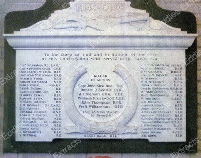 High Street (Second) Presbyterian Church War Memorial