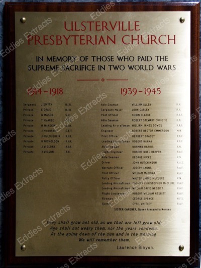 Ulsterville Presbyterian Church War Memorial