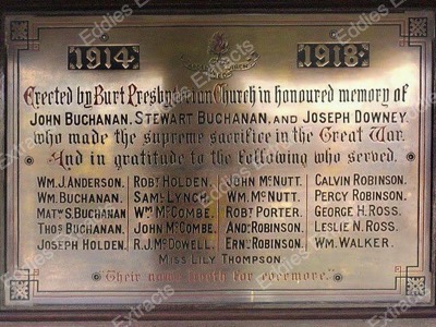 Burt Presbyterian Church War Memorial