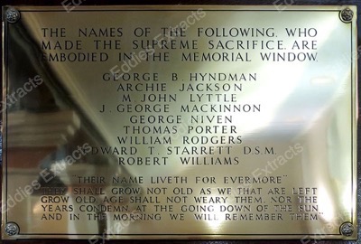 Carlisle Road Presbyterian Church, Londonderry, WW2 War Memorial Died