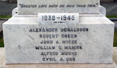 Mourne Presbyterian Church War Memorial - Fatalities